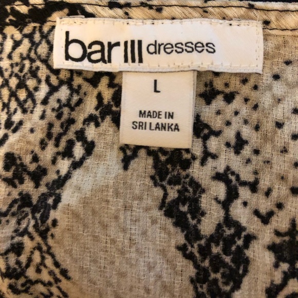 Bar lll British Beige Multi Ruffle Faux Wrap Dress - Size L - Picture 6 of 7